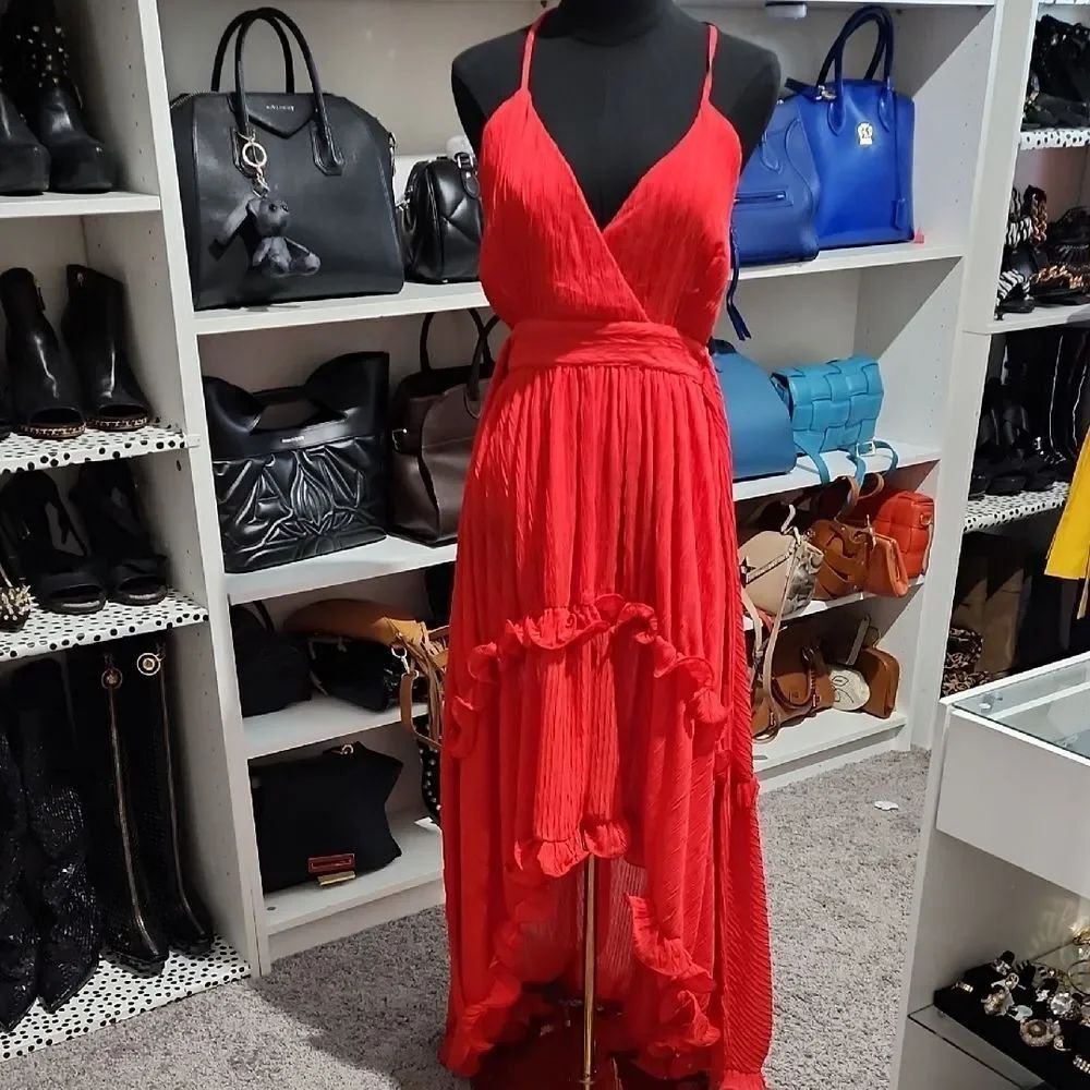 The Clothing Company Red Ruffled High-Low Cocktail Dress